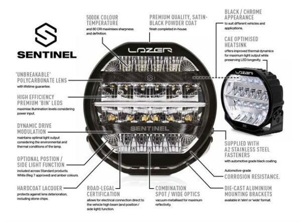 Lyspakke Lazer Sentinel Black 9" Elite og skiltbrakett med senterfester.  Universal - Bilde 5
