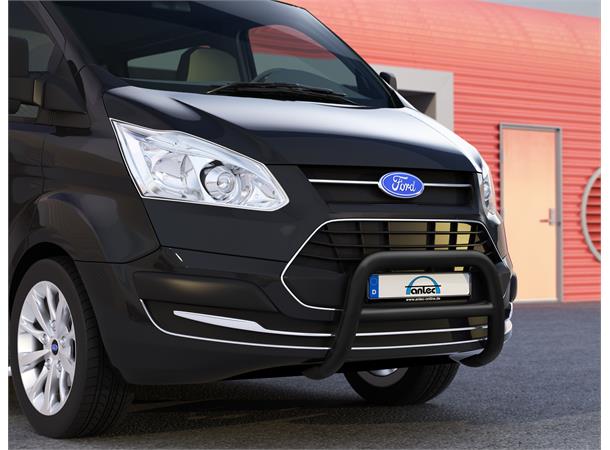 Frontbøyle 60/42mm m/tverrør Sort. Ford Transit Custom 2014+ 2019+