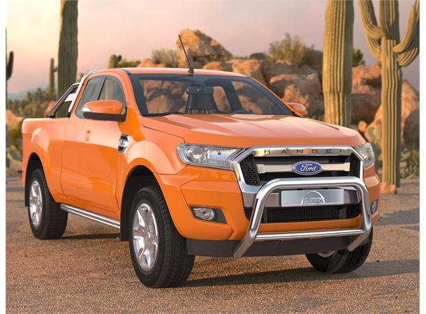 Frontbøyle 76mm m/tverrør 51mm. Blank.  Ford Ranger 2016-2023