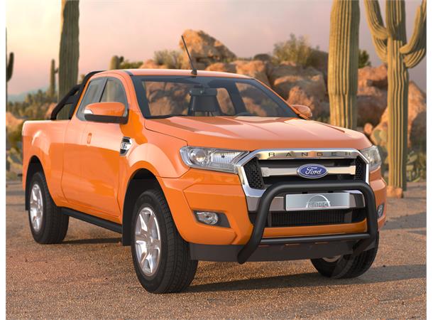 Frontbøyle 76/51mm m/tverrør Sort. Ford Ranger 2016+ 2019+