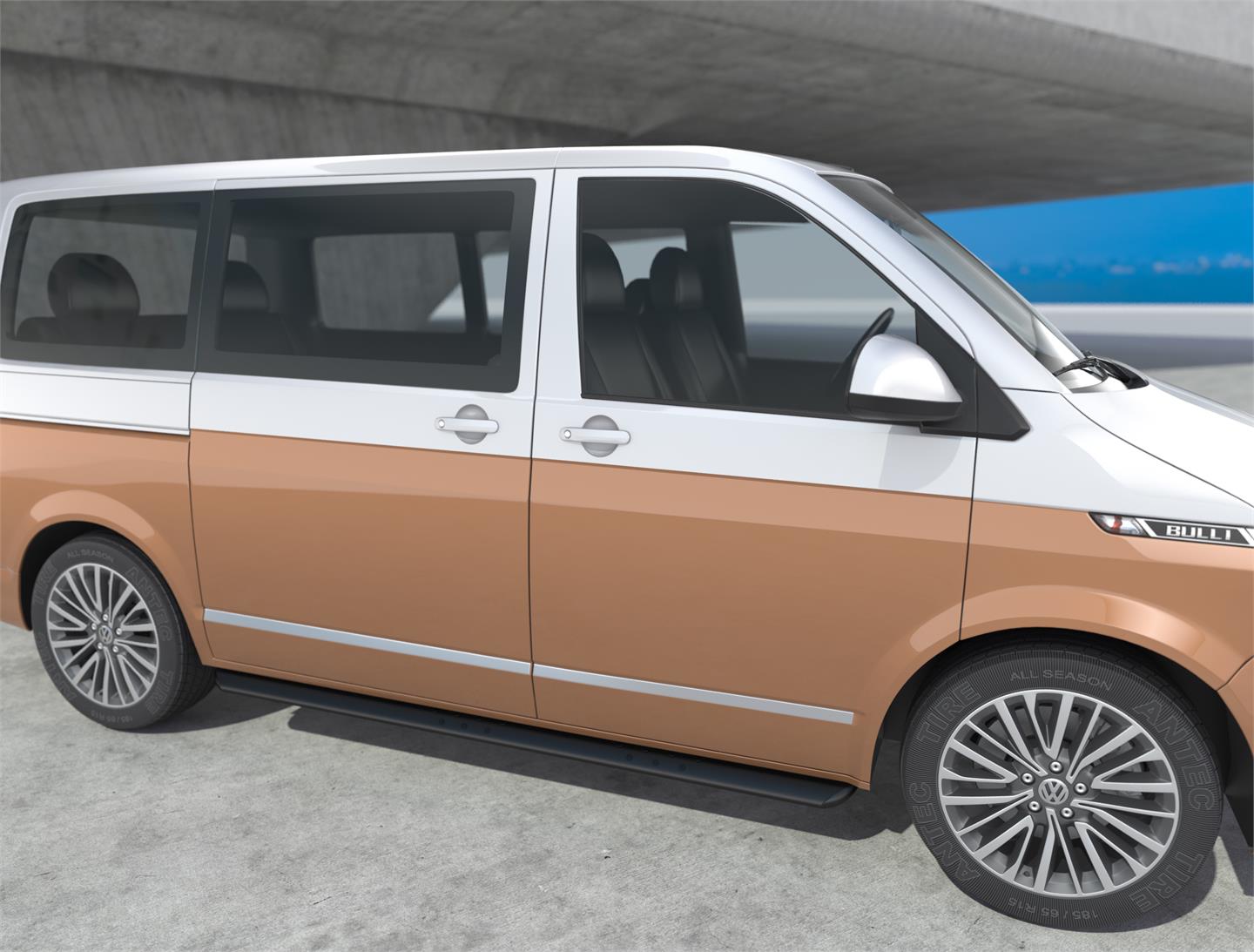 Kanalrør 90x45mm Oval Sort.  VW Transporter T6 /T6.1 Kort 2016+