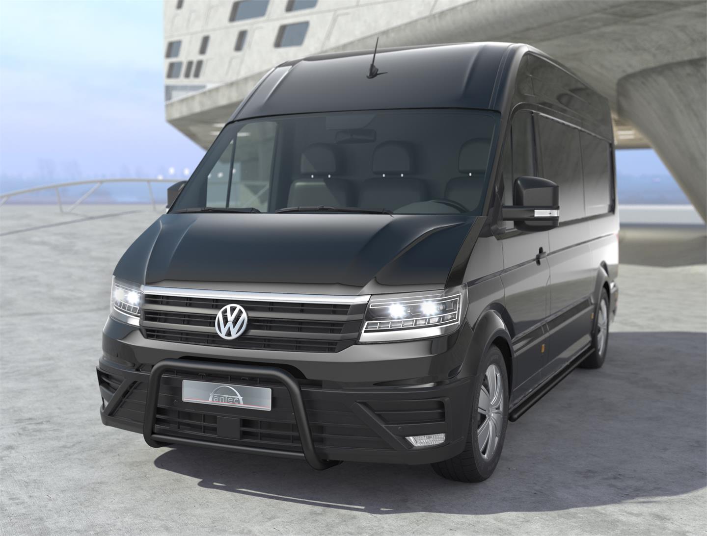 Frontbøyle 60/42mm m/tverrør Sort. VW Crafter 2017+