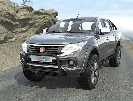 Frontbøyle 60mm m/42mm tverrør Sort.  Fiat Fullback 2016+