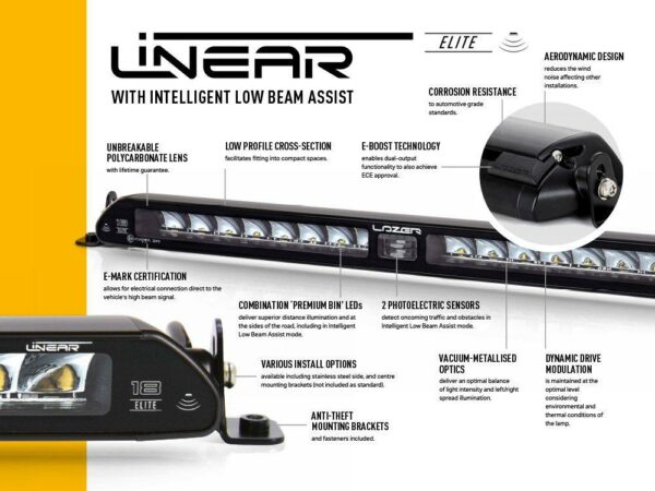 Lazer Linear 18 Elite LED m/intelligent nærlys.  Lengde 532mm - 18000 Lumen 10-32V - Bilde 9