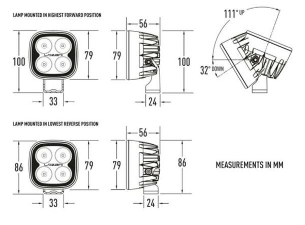 Lazer Utility 25 LED Arbeidslys.  79x79mm 3016 Lumen - Bilde 5