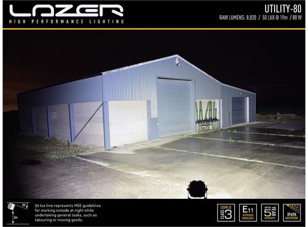 Lazer Utility 80 LED Slim Arbeidslys. 110x110mm 8820 Lumen - Bilde 5