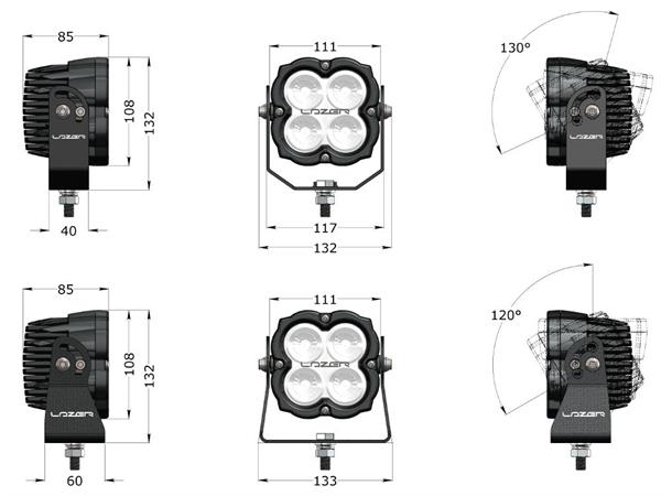 Lazer Utility 80 LED Slim Arbeidslys. 110x110mm 8820 Lumen - Bilde 6
