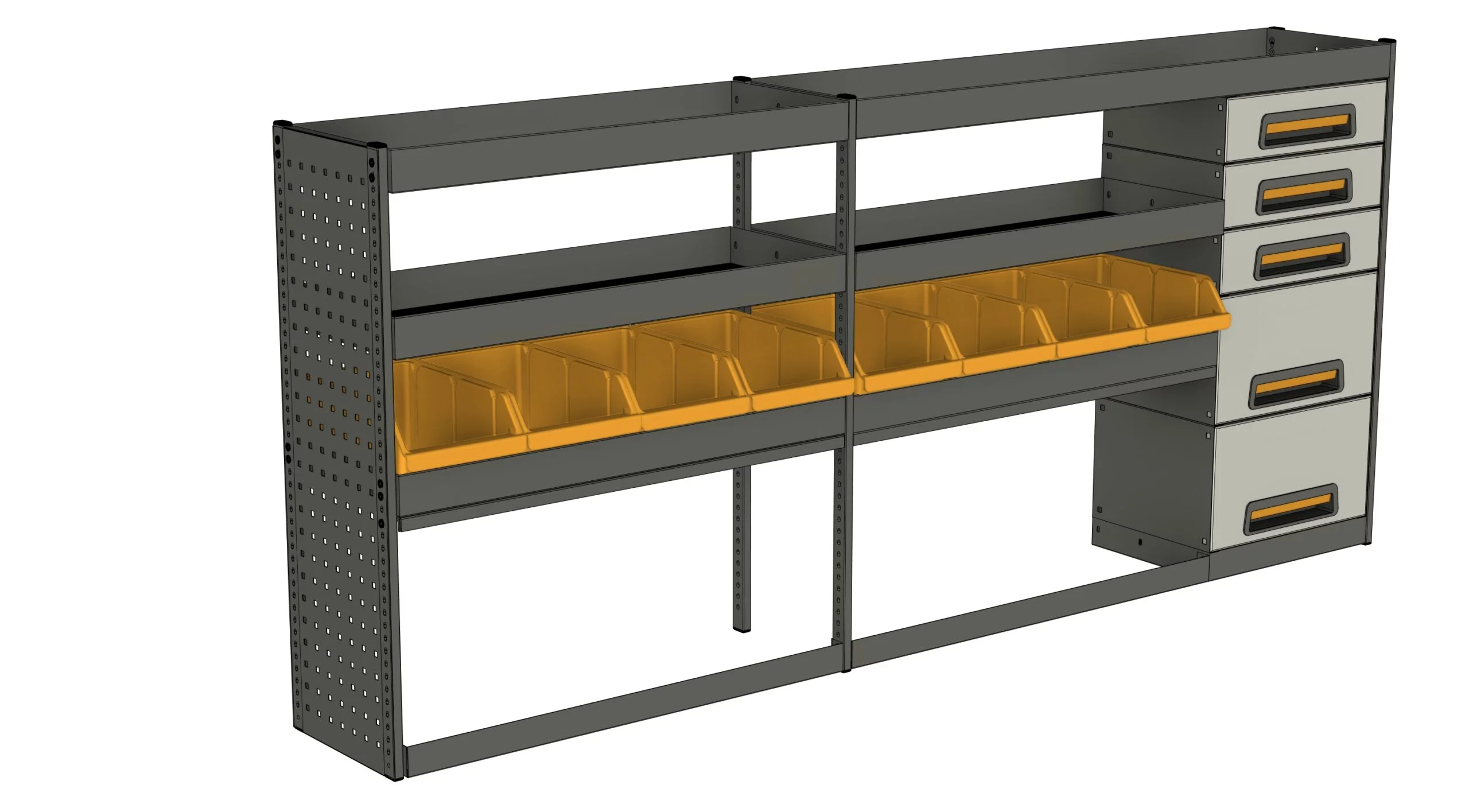 Reol L2200 x D425 - Med skuffer, hyller og bokser. Ford Transit Custom L2 2024+ - Bilde 4