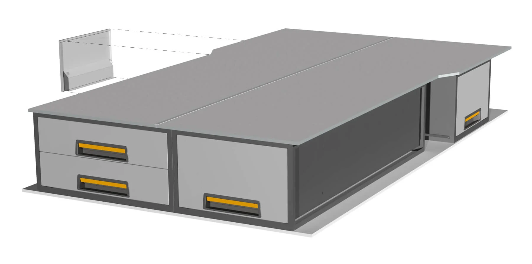 Innredning. Bunnskuff-kit. Skuffer og toppgulv. VW Caddy Cargo kort 2021+ - Bilde 7